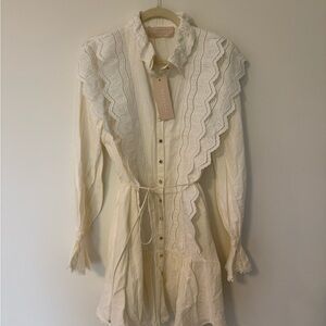 KEEPSAKE the Label Cream Eyelet Lace Long Sleeve Dress